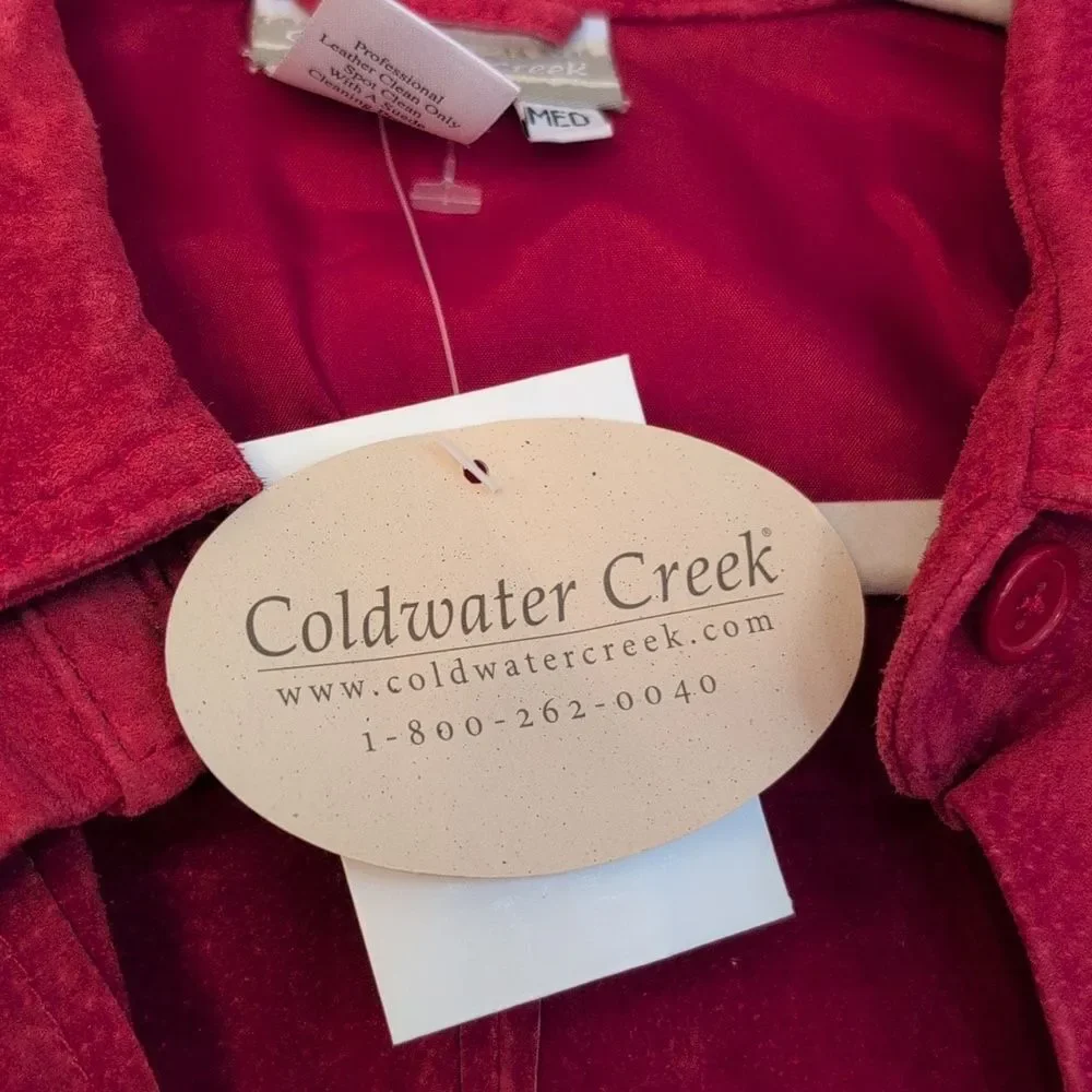 NWT Coldwater Creek red suede shirt jacket shacket size Medium vintage